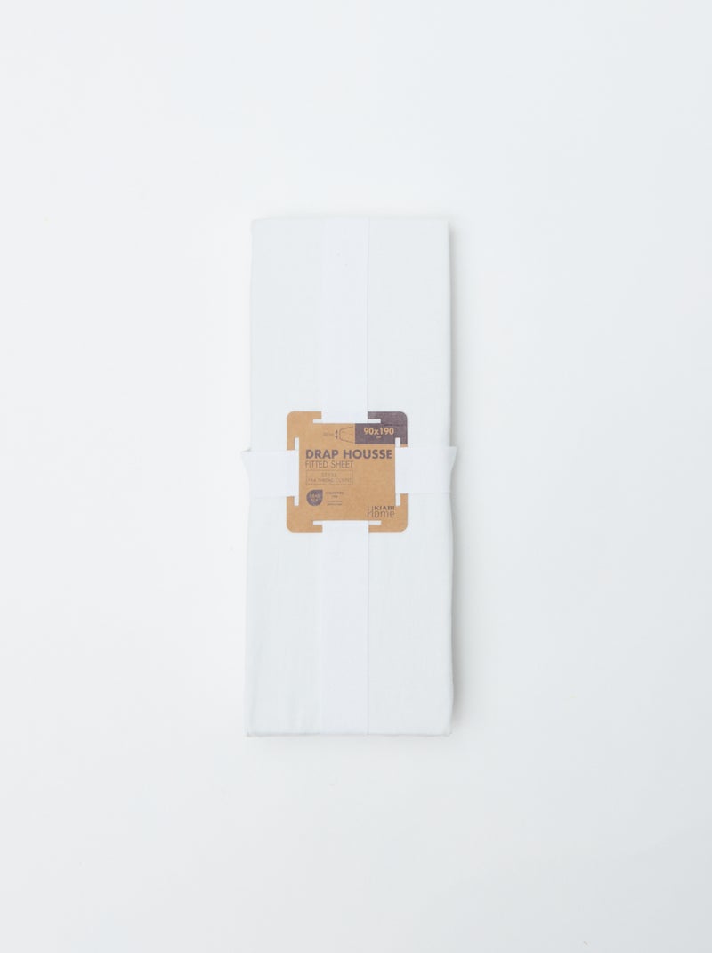 Drap housse 1 personne 90 x 190 en coton Blanc - Kiabi
