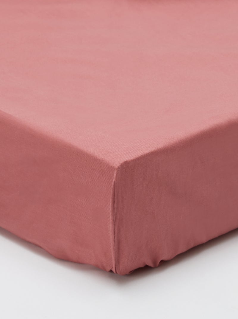 Drap housse 1 personne 90 x 190 en coton Vieux rose - Kiabi