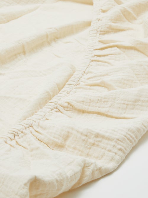 Drap housse 1 personne (90x190 cm) en double gaze de coton - Kiabi Home - Kiabi Drap housse 1 personne (90x190 cm) en double gaze de coton - Kiabi Home - Kiabi