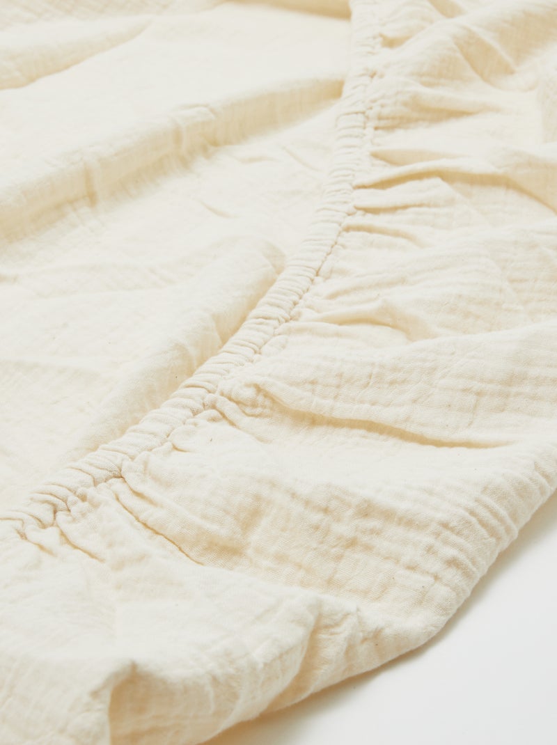 Drap housse 1 personne (90x190 cm) en double gaze de coton - Kiabi Home Blanc cassé - Kiabi