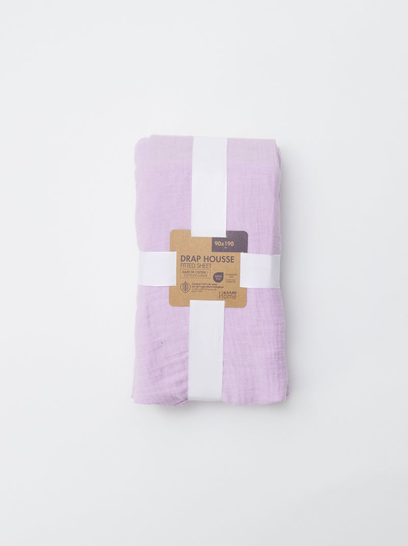 Drap housse 1 personne (90x190 cm) en double gaze de coton - Kiabi Home Parme - Kiabi
