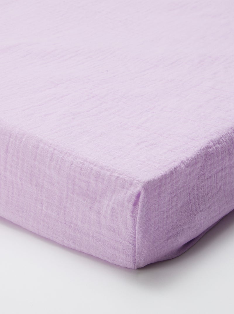 Drap housse 1 personne (90x190 cm) en double gaze de coton - Kiabi Home Parme - Kiabi