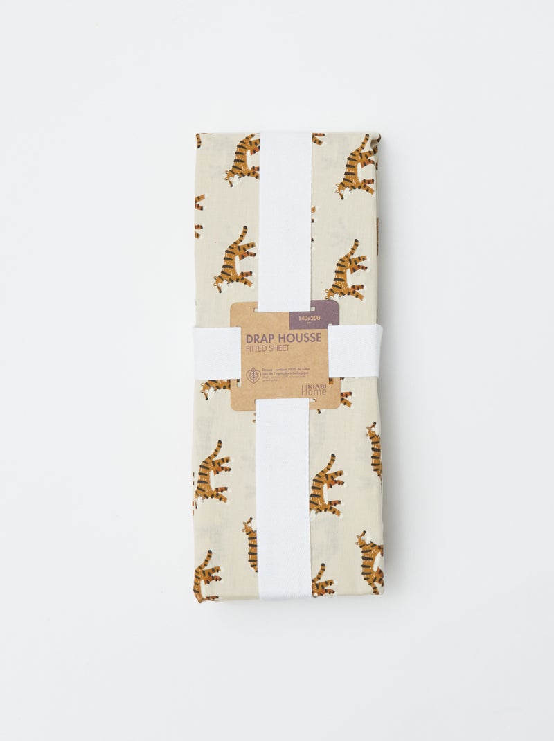 Drap housse 1 personnes (140x200) en coton - Kiabi Home Beige - Kiabi