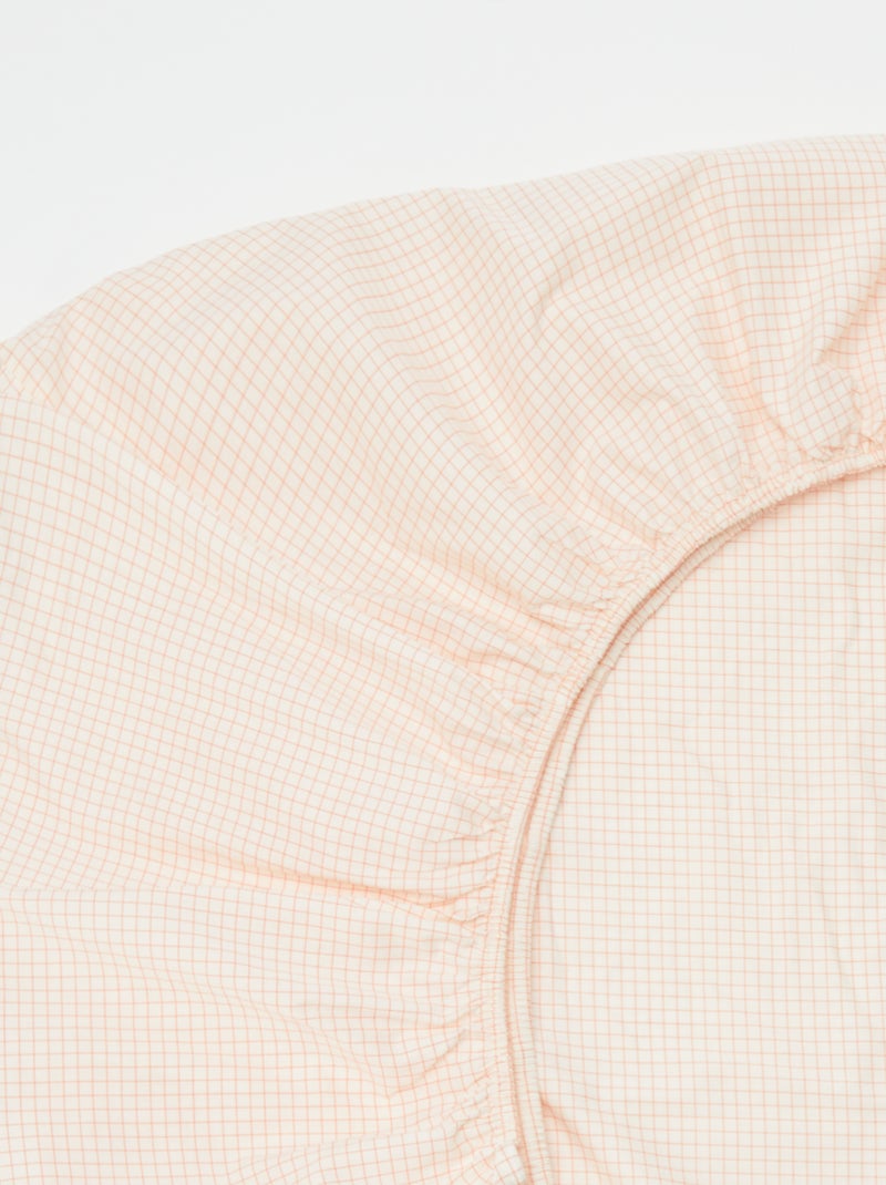 Drap housse 1 personnes (140x200) en coton - Kiabi Home Blanc/orange - Kiabi