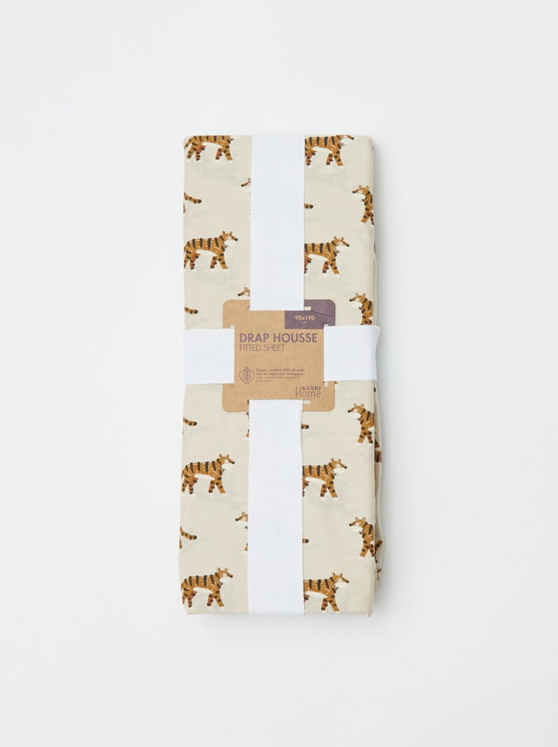 Drap housse 1 personnes 90 x 190 cm en coton - Kiabi Home Beige - Kiabi