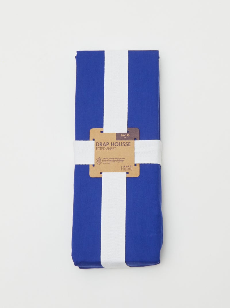 Drap housse 1 personnes (90x190) en coton - Kiabi Home Bleu - Kiabi