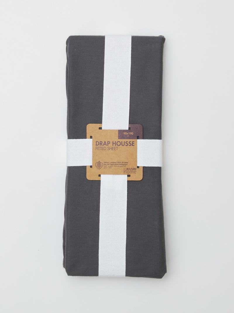 Drap housse 1 personnes (90x190) en coton - Kiabi Home Gris anthracite - Kiabi