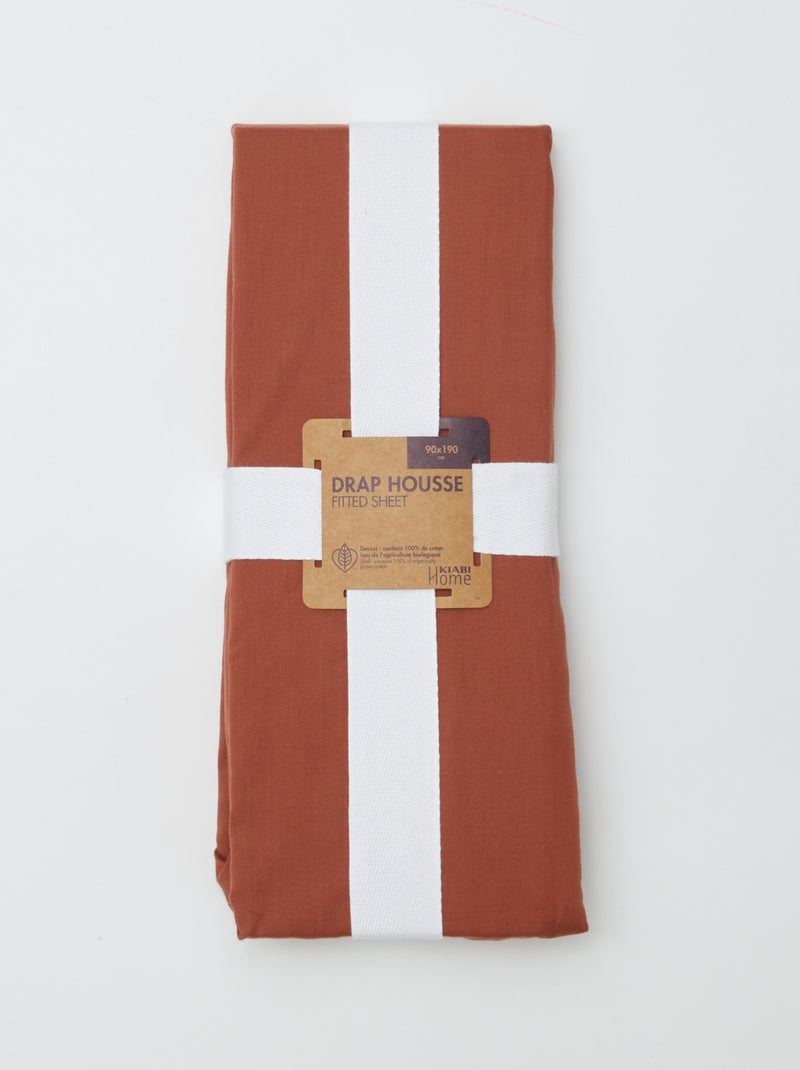 Drap housse 1 personnes (90x190) en coton - Kiabi Home Terracota - Kiabi