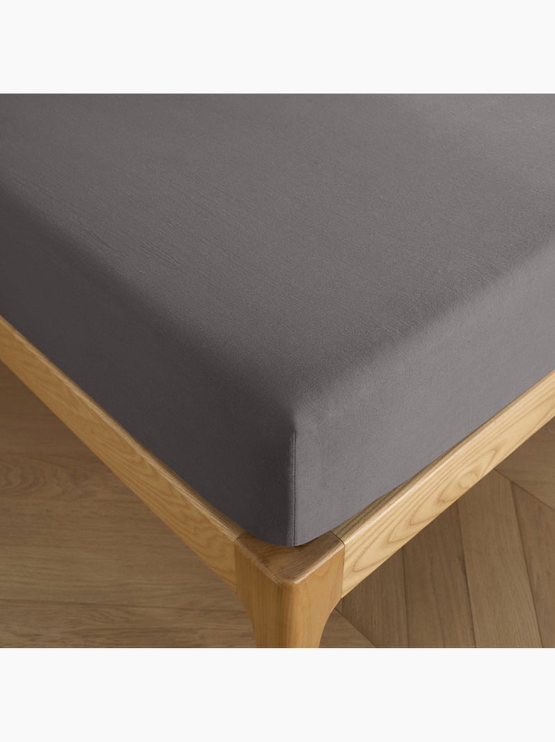Drap housse – 100% coton 57 fils/cm² gris anthracite - Kiabi
