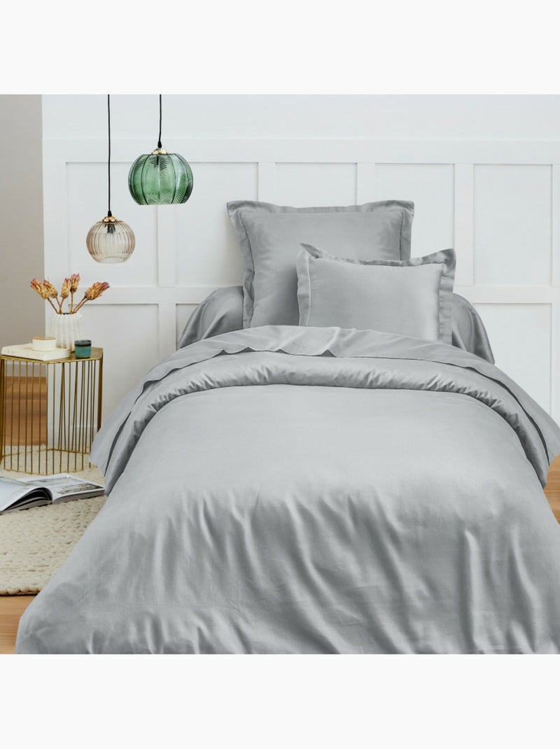Drap housse – 100% coton 57 fils/cm² Gris clair - Kiabi