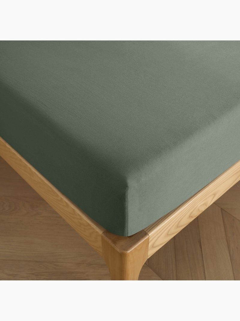 Drap housse – 100% coton 57 fils/cm² Kaki - Kiabi