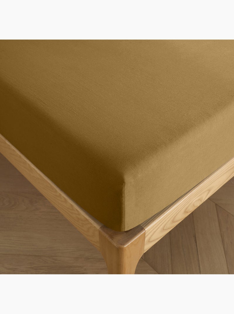 Drap housse – 100% coton 57 fils/cm² Marron caramel - Kiabi