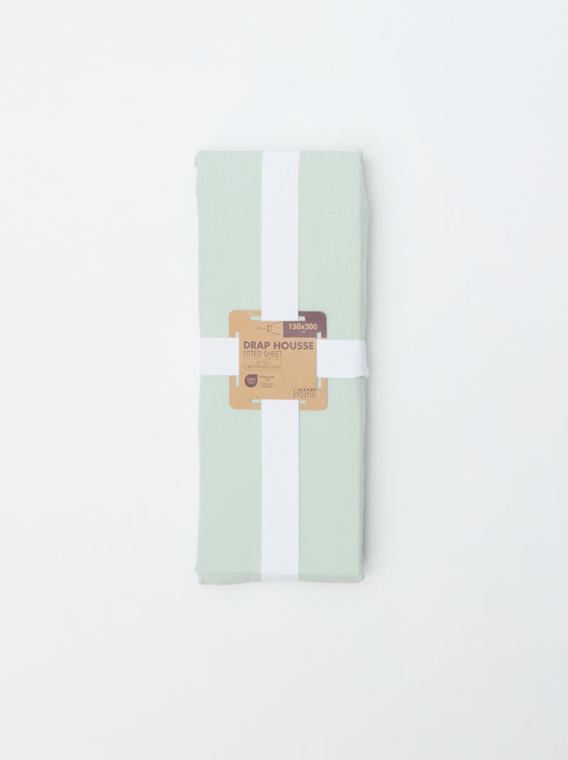 Drap housse (150x200cm) en coton Bleu turquoise - Kiabi