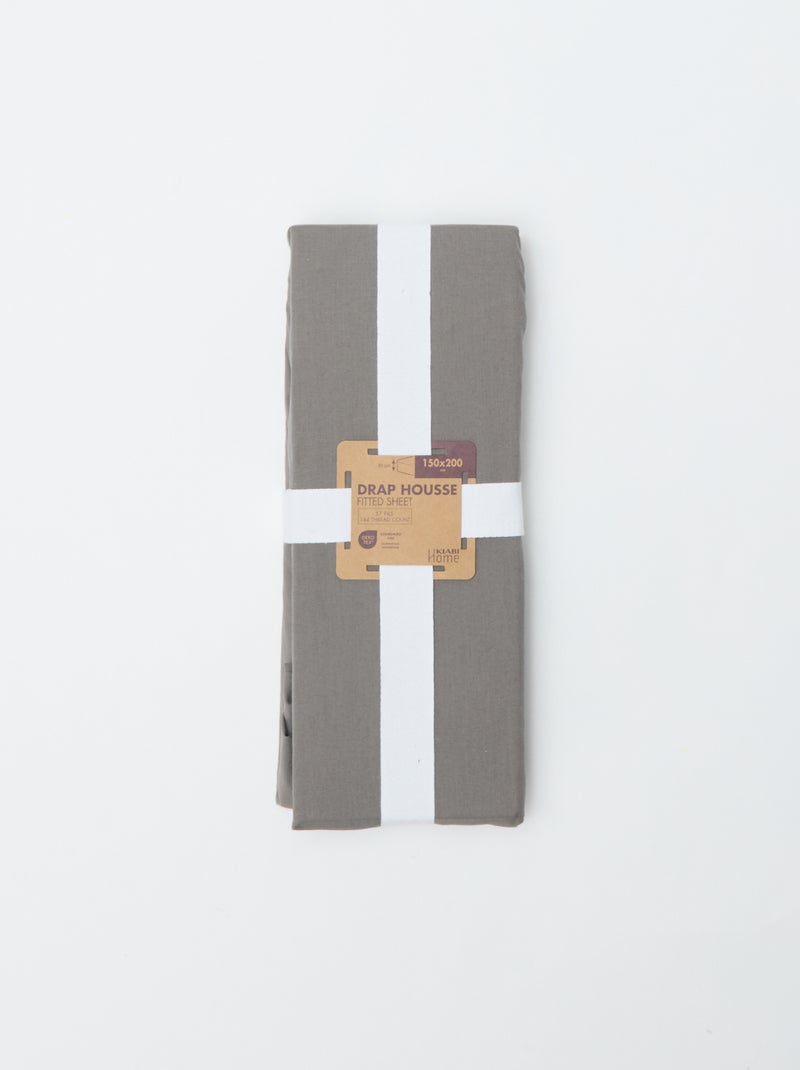 Drap housse (150x200cm) en coton Gris - Kiabi