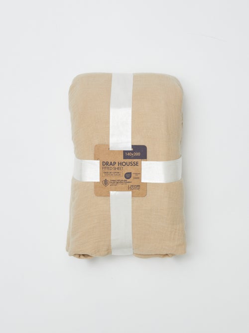 Drap housse 2 personnes (140x200) en double gaze de coton - Kiabi Home - Kiabi