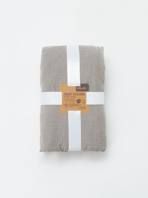 Drap housse 2 personnes (150x200cm) en gaze de  coton - Kiabi Home - Kiabi