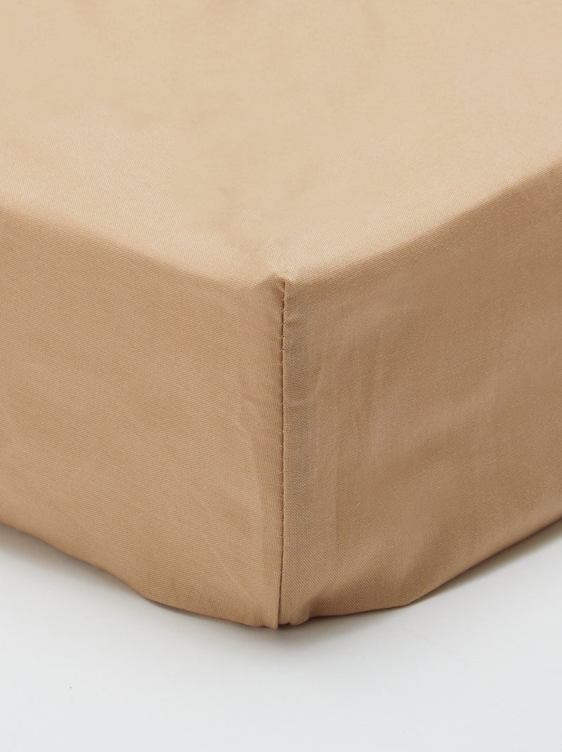Drap housse 2 personnes 160 x 200cm en coton Beige - Kiabi