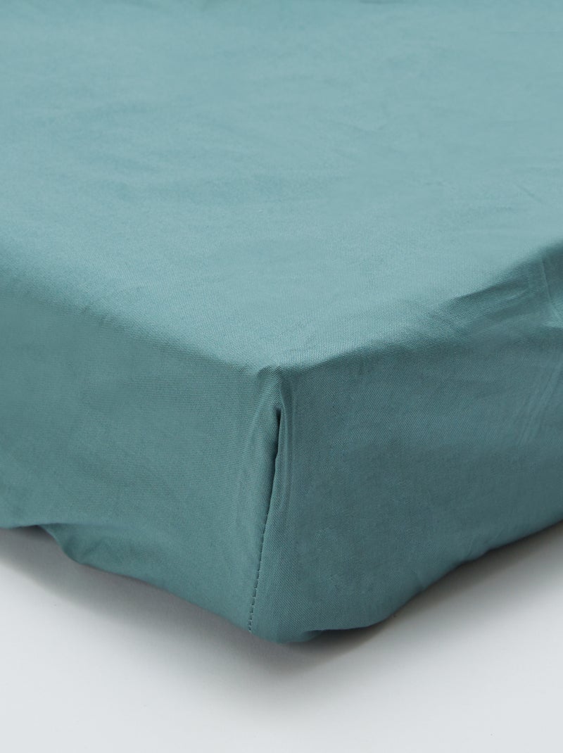 Drap housse 2 personnes (160x200cm) en coton - Kiabi Home Vert - Kiabi