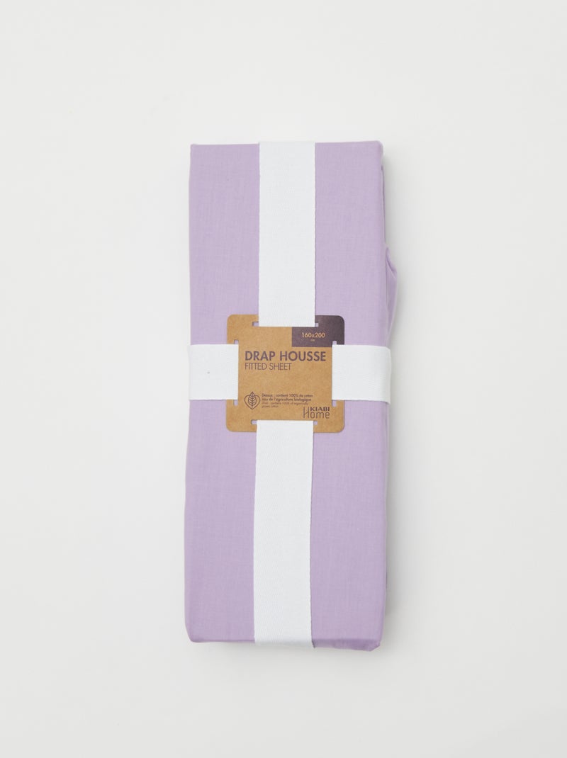 Drap housse 2 personnes (160x200cm) en coton - Kiabi Home Violet - Kiabi