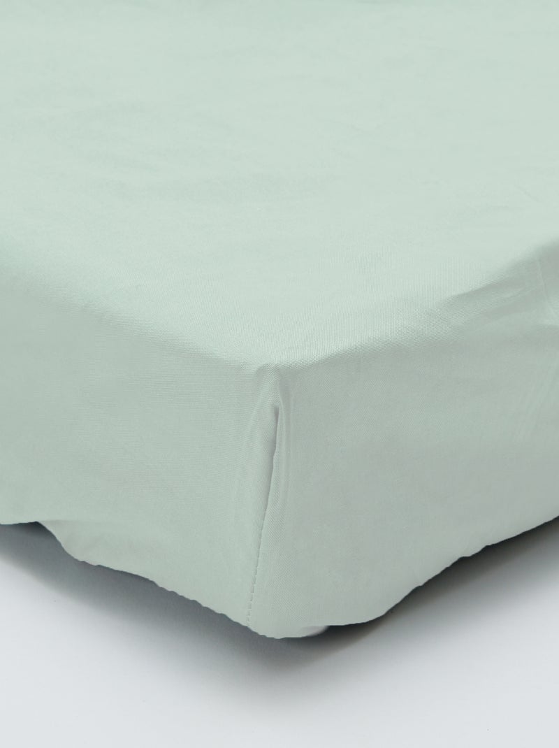 Drap housse 2 personnes 180 x 200 cm en coton Bleu clair - Kiabi