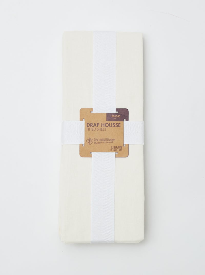 Drap housse 2 personnes (180x200) en coton - Kiabi Home Blanc cassé - Kiabi