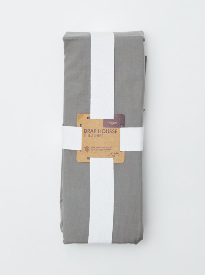 Drap housse 2 personnes (180x200) en coton - Kiabi Home Gris - Kiabi