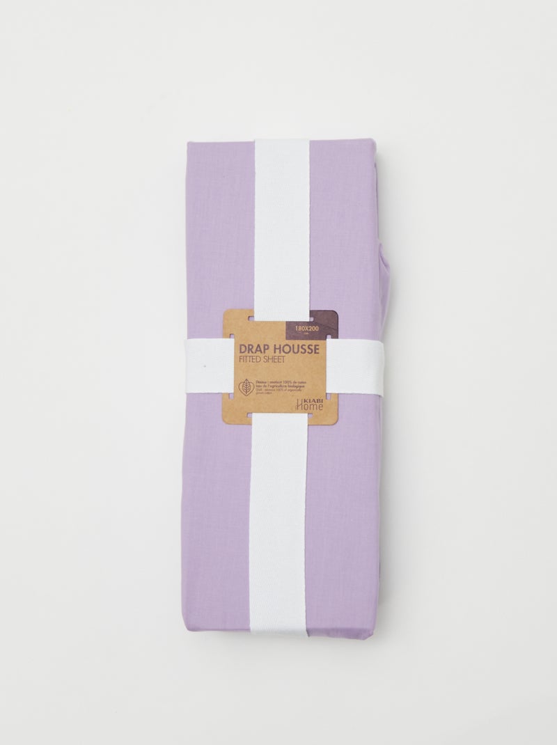 Drap housse 2 personnes (180x200) en coton - Kiabi Home Violet - Kiabi