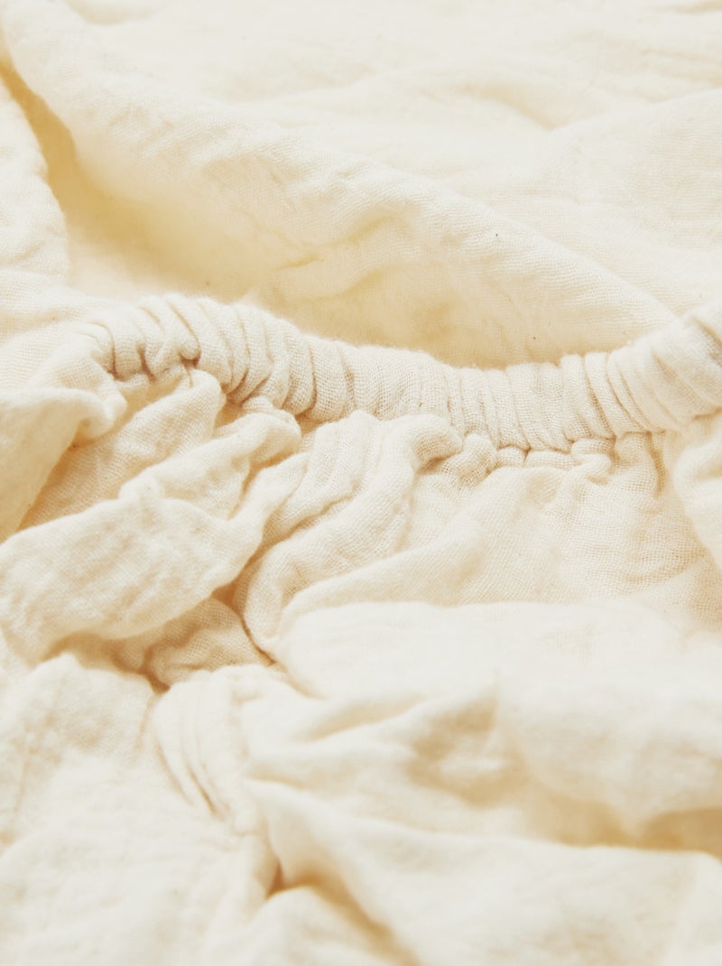 Drap housse 2 personnes (180x200) en double gaze de coton - Kiabi Home Blanc cassé - Kiabi