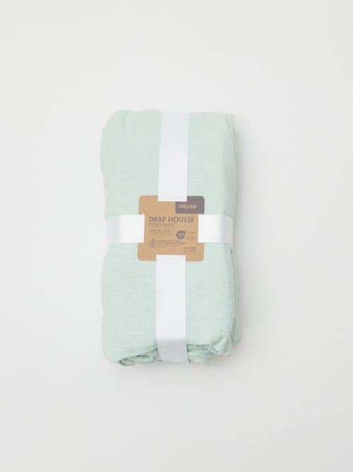 Drap housse 2 personnes (180x200) en double gaze de coton - Kiabi Home - Kiabi