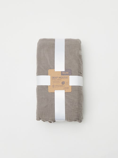 Drap housse 2 personnes (180x200) en double gaze de coton - Kiabi Home - Kiabi