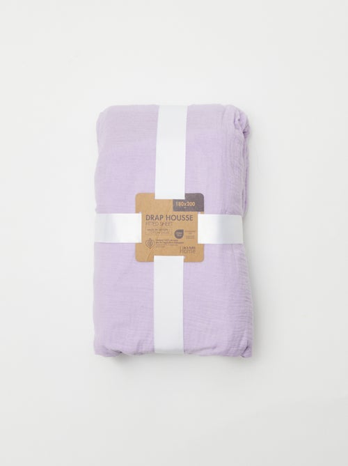Drap housse 2 personnes (180x200) en double gaze de coton - Kiabi Home - Kiabi