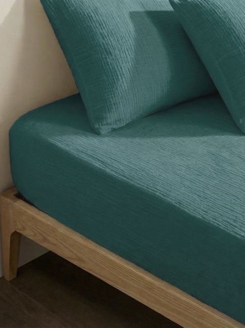 Drap housse 2 personnes (180x200) en double gaze de coton - Kiabi Home - Kiabi