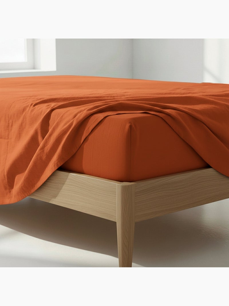 Drap-housse Basic "Happyfriday" Terracotta - Kiabi