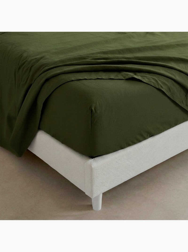 Drap-housse Basic "Happyfriday" Vert olive - Kiabi
