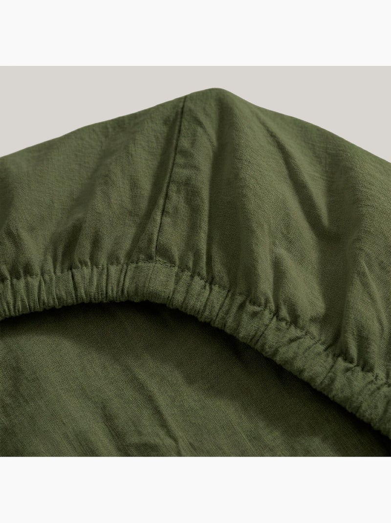 Drap-housse Basic "Happyfriday" Vert olive - Kiabi