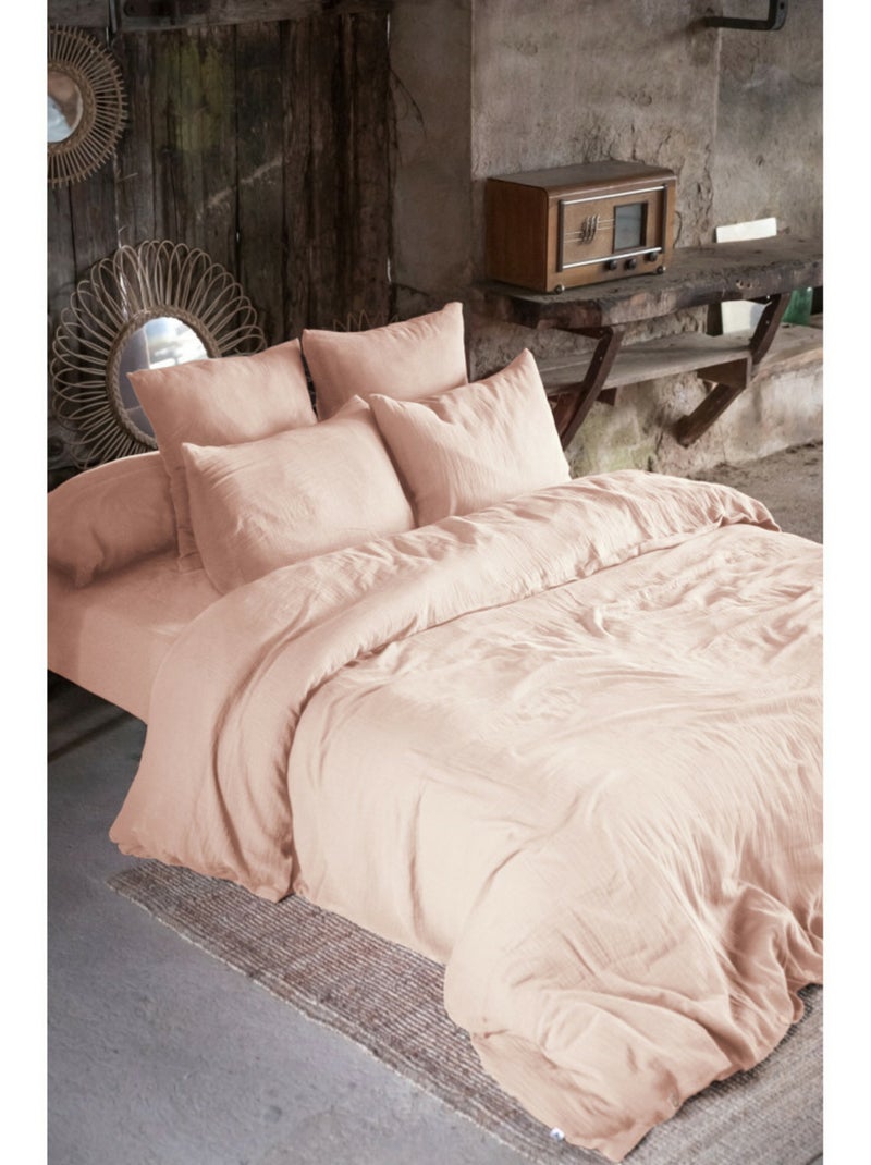 Drap-housse – double gaze de coton 125 g/m² – bonnet 30 cm - gaïa Rose - Kiabi