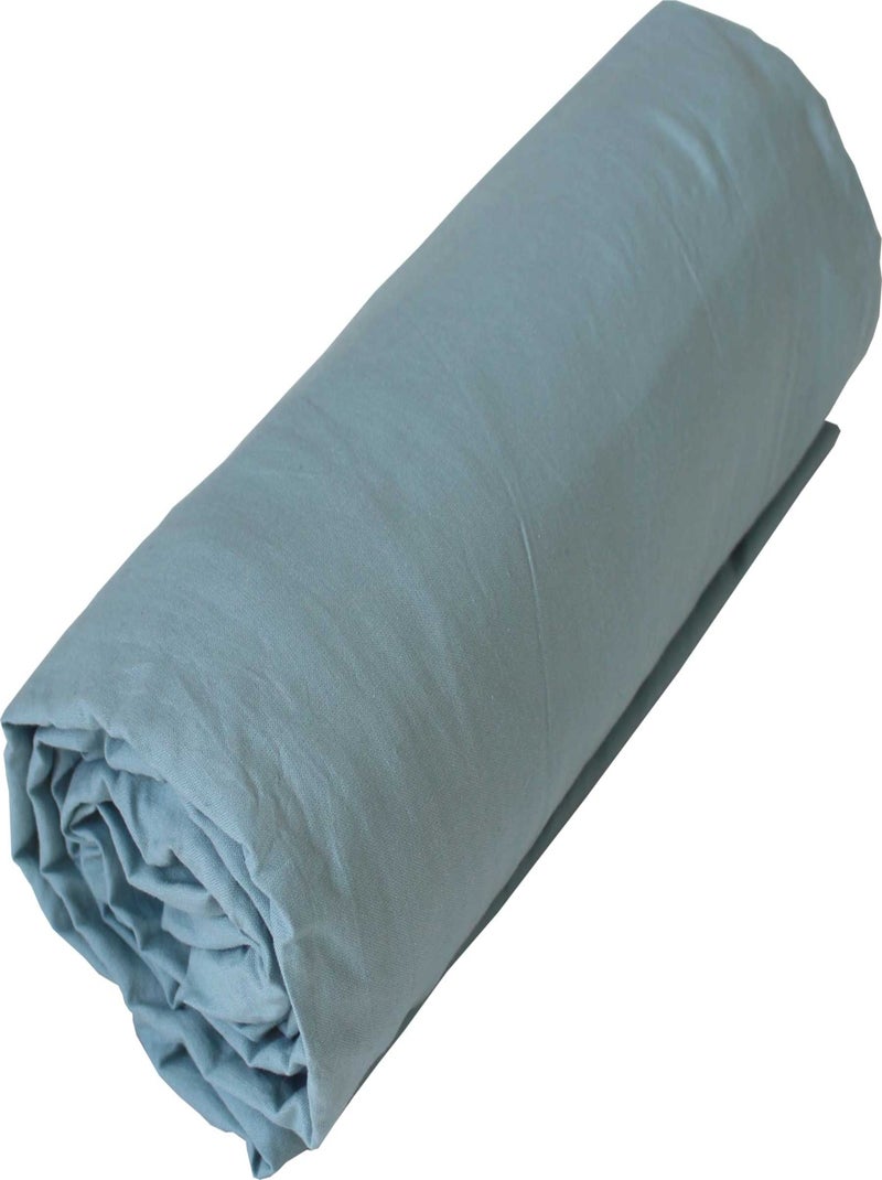 Drap housse en coton Lavé Oekotex Bleu ciel - Kiabi