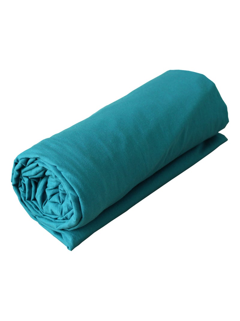 Drap housse en coton Lavé Oekotex Bleu paon - Kiabi