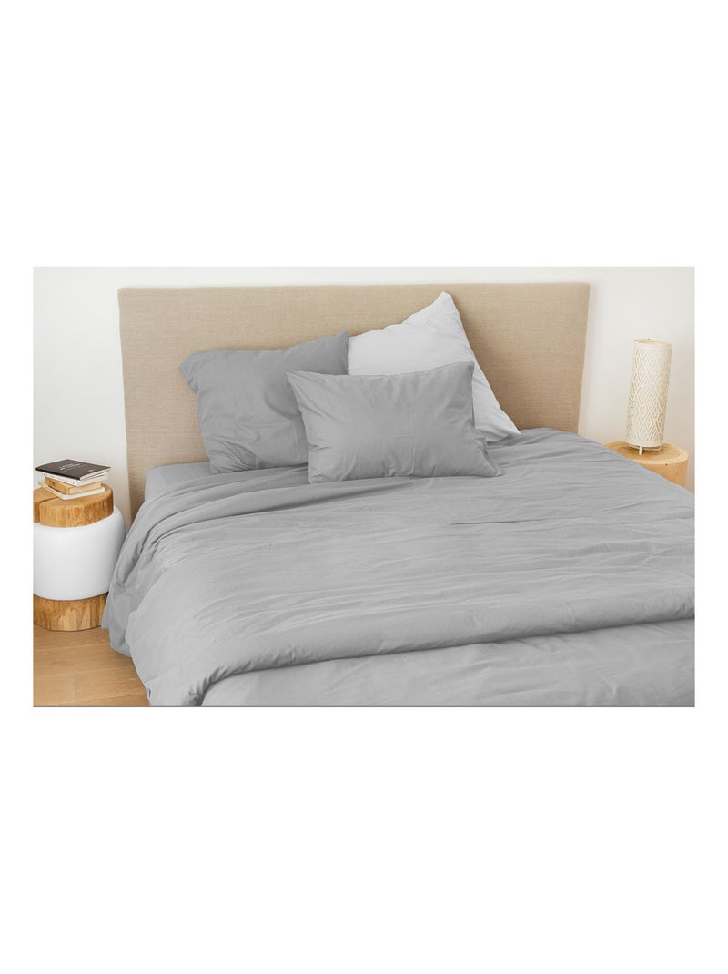 Drap housse en coton Lavé Oekotex Gris - Kiabi