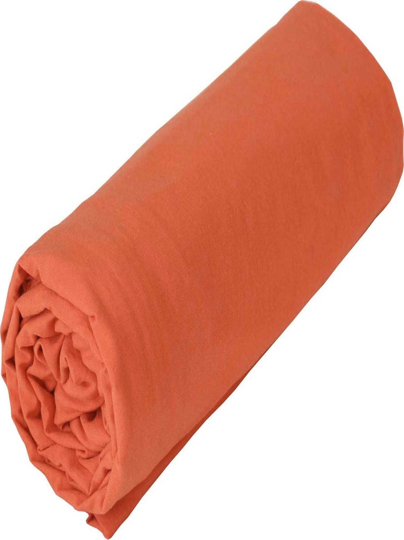 Drap housse en coton Lavé Oekotex Orange - Kiabi