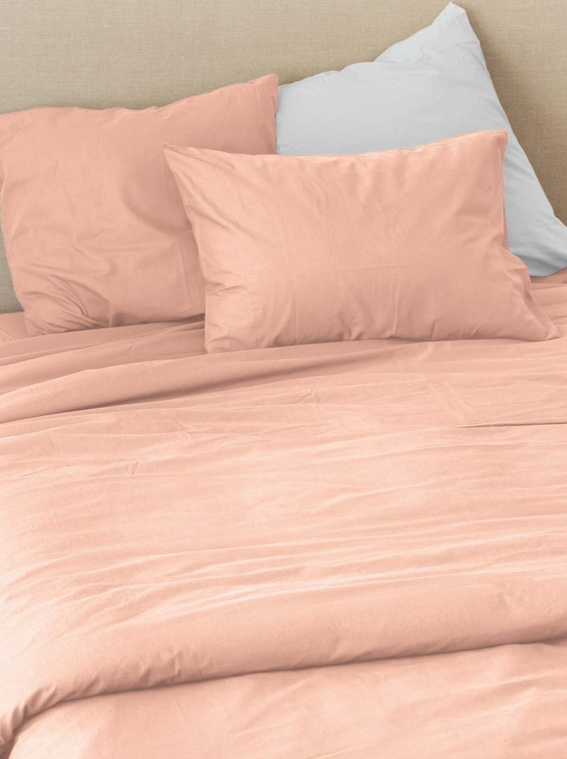Drap housse en coton Lavé Oekotex Rose clair - Kiabi