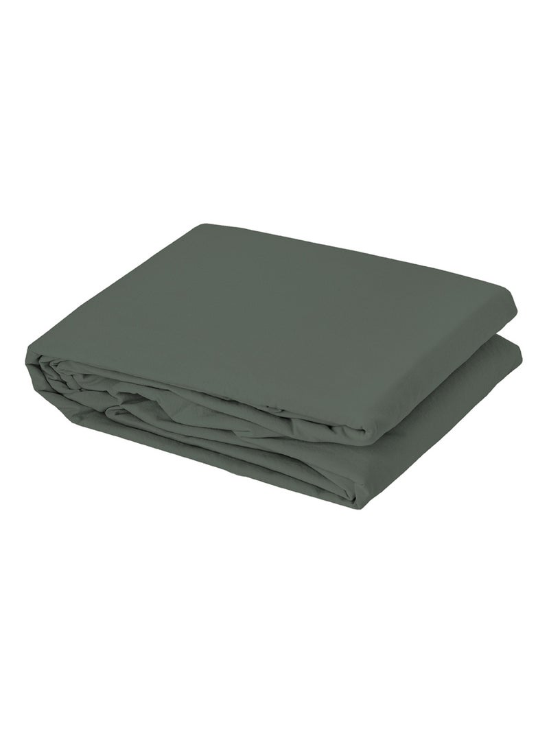 Drap housse en coton Lavé Oekotex Vert foncé - Kiabi
