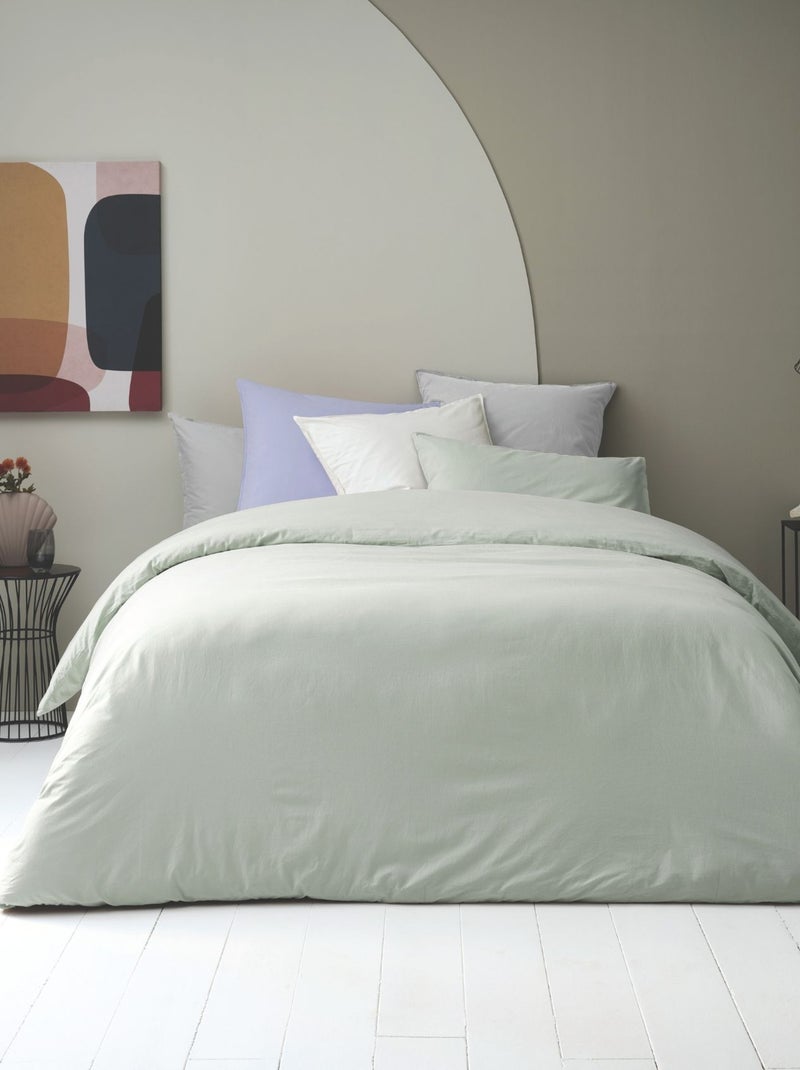 Drap housse en coton Lavé Oekotex Vert tilleul - Kiabi