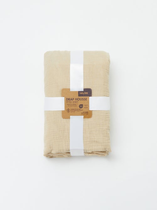 Drap housse en gaze de coton (160 x 200 cm) - Kiabi Home - Kiabi
