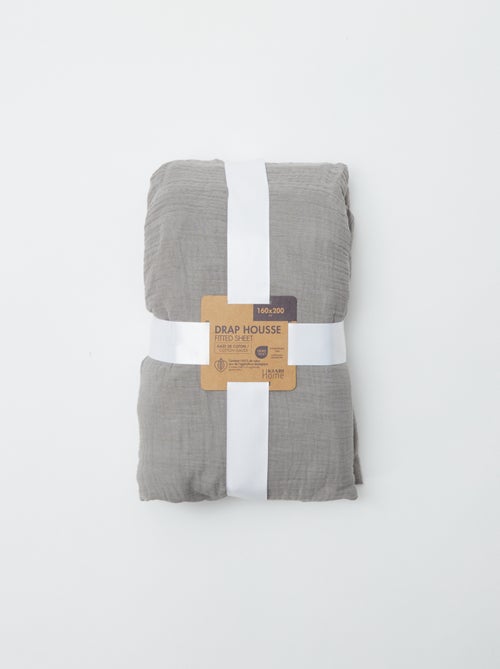 Drap housse en gaze de coton (160 x 200 cm) - Kiabi Home - Kiabi Drap housse en gaze de coton (160 x 200 cm) - Kiabi Home - Kiabi