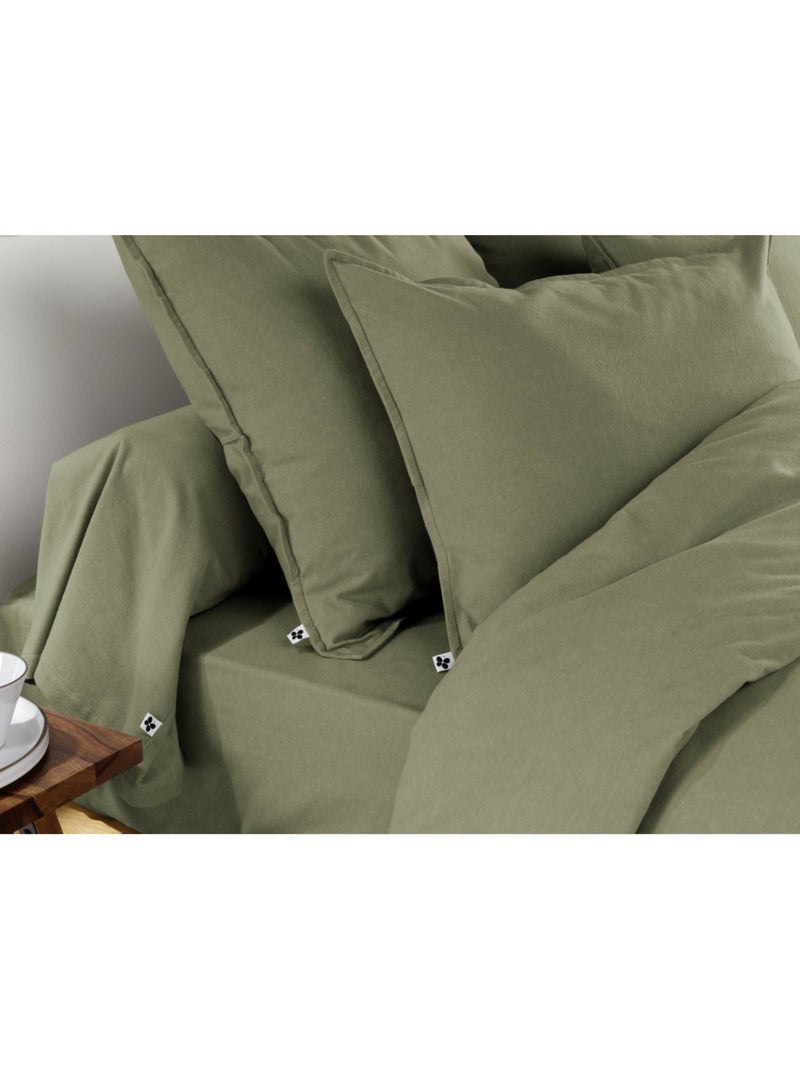 Drap-housse – flanelle chaude et douce – bonnet 30 cm – candice Vert romarin - Kiabi