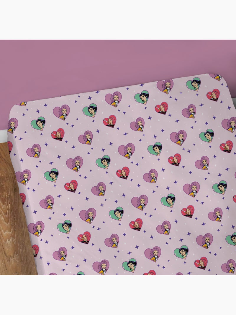 Drap housse imprimé 100% coton, kpop demon hunters heart Rose - Kiabi
