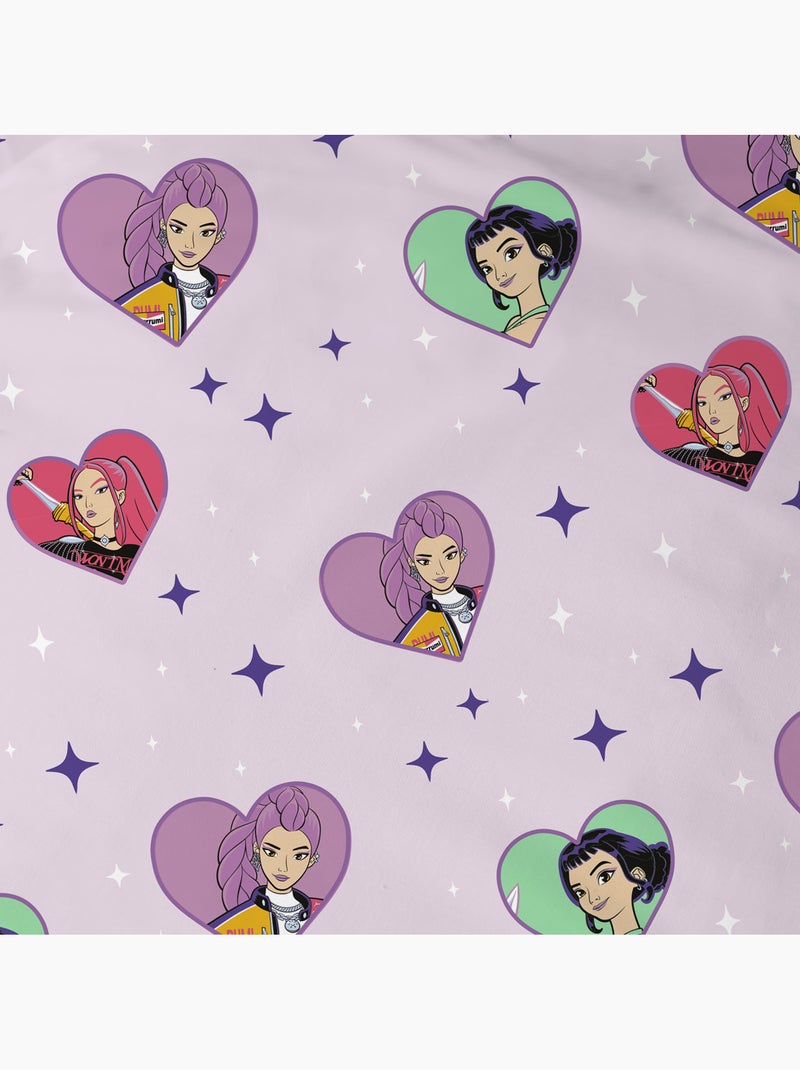 Drap housse imprimé 100% coton, kpop demon hunters heart Rose - Kiabi