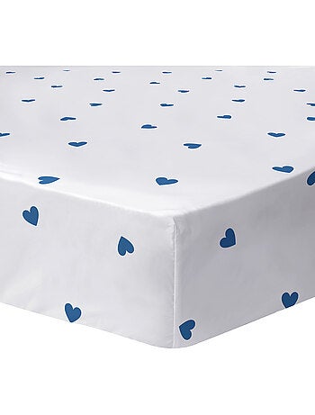 Drap-housse imprimé 100% coton, pluie de coeurs