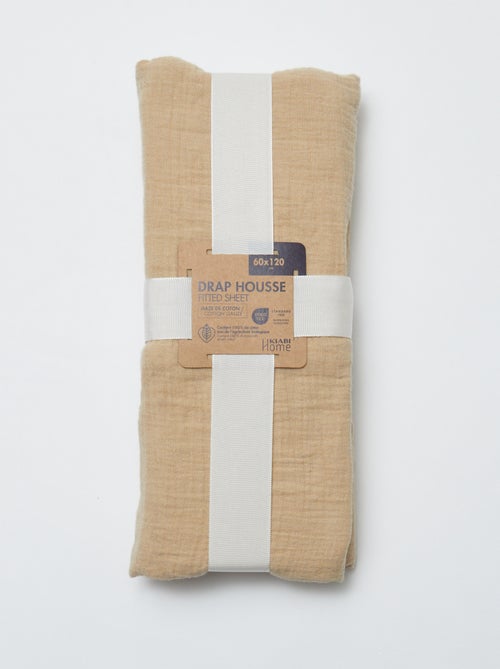 Drap housse lit bébé (60x120 cm) en double gaze de coton - Kiabi Home - Kiabi Drap housse lit bébé (60x120 cm) en double gaze de coton - Kiabi Home - Kiabi